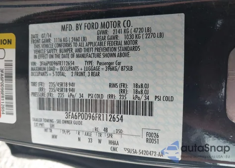 2015 Ford Fusion Titanium из США, поврежденный, VIN 3FA6P0D96FR112654
